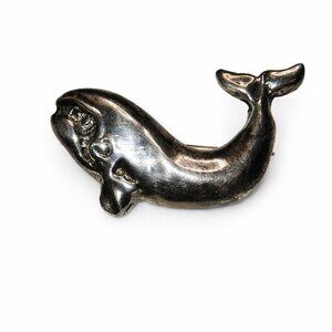 🐋 Vintage Sterling Silver Whale Brooch  Pin – 925